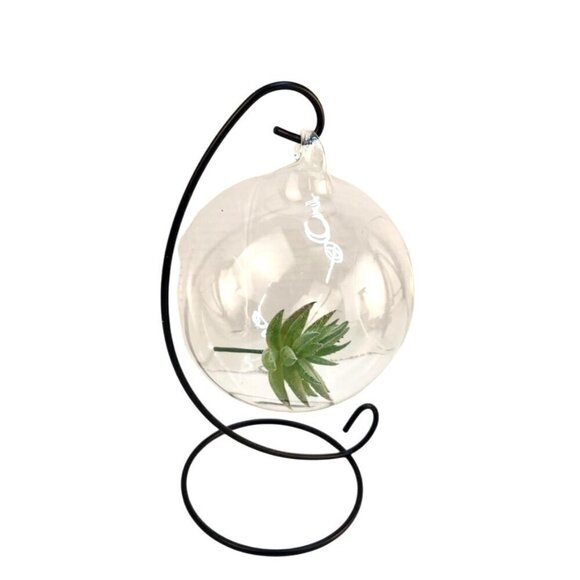 Hanging Glass Terrarium With Metal Stand Planter for Air Plants Succulents Candl - Picture 5 of 5